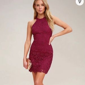 Size medium, maroon lace dress. Never worn.